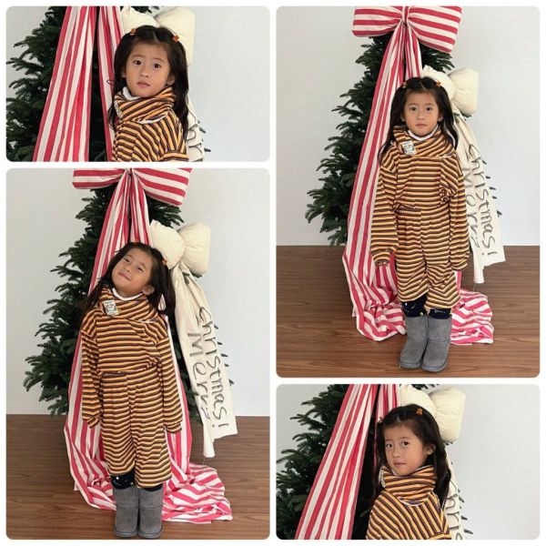 條紋抽繩連帽圍脖｜4COLORS 