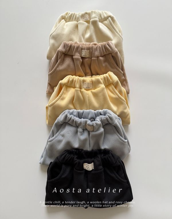 棉花糖坑條加絨鬆緊褲｜5COLORS 