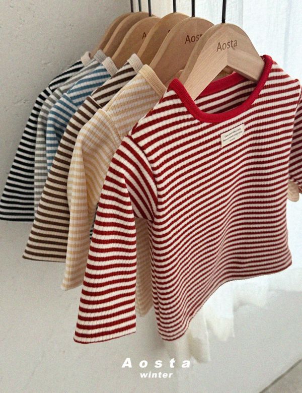 條紋圓領長TEE｜6COLORS 