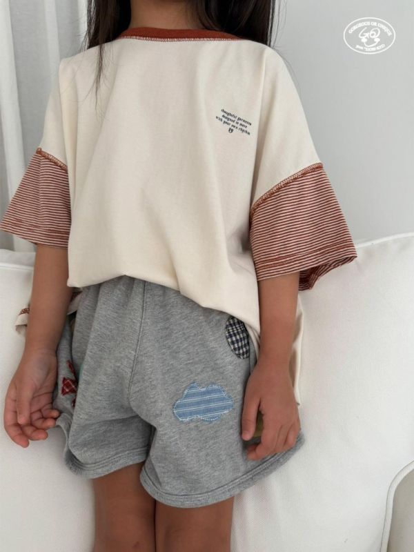 GOU｜條紋拼接短TEE 