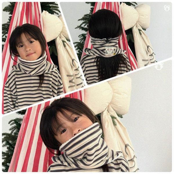 條紋抽繩連帽圍脖｜4COLORS 