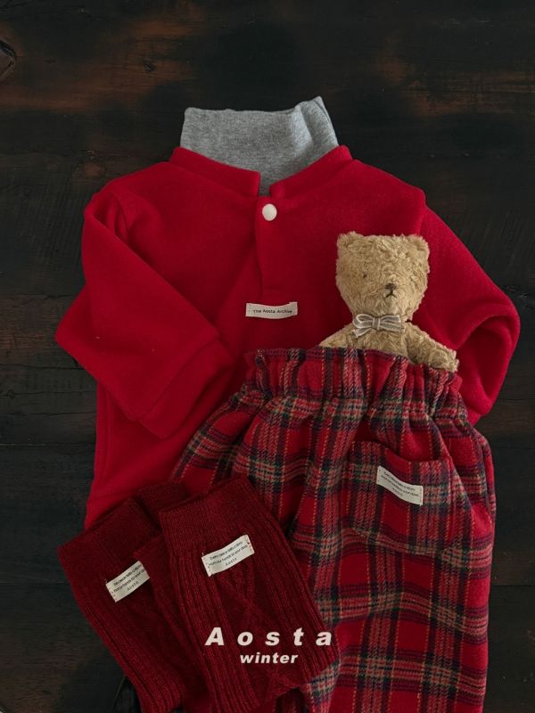 格紋鬆緊長褲｜2COLORS 