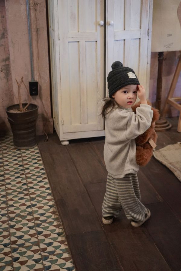 條紋直筒刷毛褲｜2COLORS 