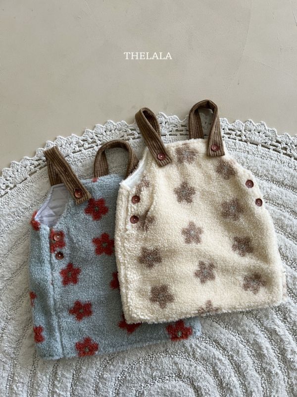 小花羊羔毛連衣裙｜2COLORS 