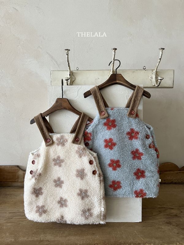 小花羊羔毛連衣裙｜2COLORS 