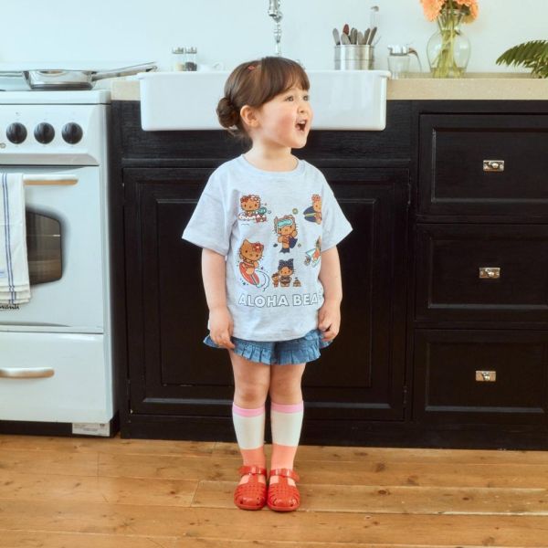 1STBLUE｜烤焦KITTY親子短TEE 