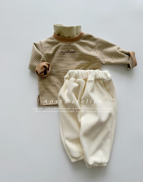 棉花糖坑條加絨鬆緊褲｜5COLORS 