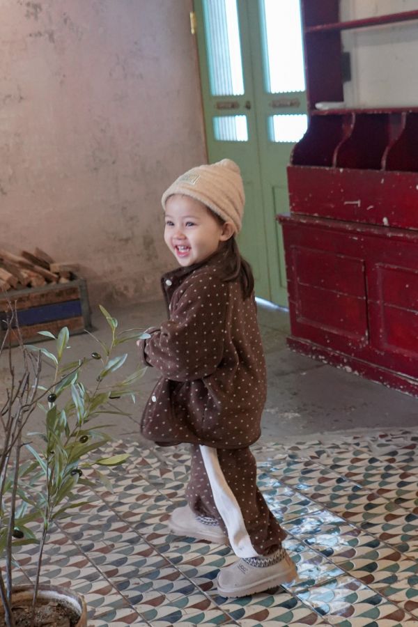 點點側線條縮口褲｜2COLORS 