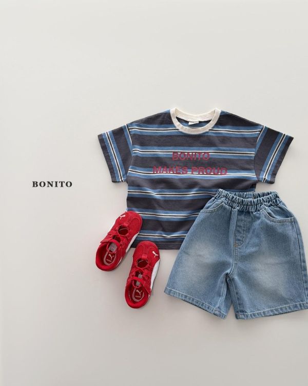 BONITO｜條紋拼色短TEE 