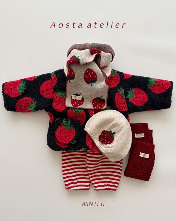 條紋加絨鬆緊長褲｜4COLORS 