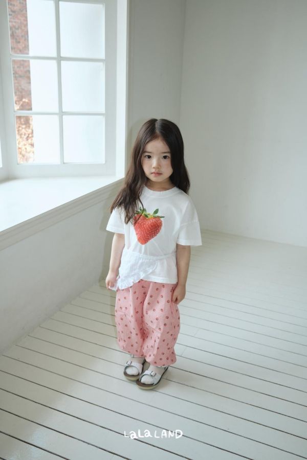 LALALAND｜草莓&花花輕薄縮口褲 