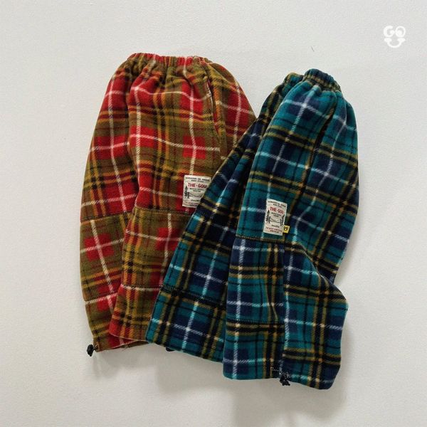 復古格紋抽繩褲｜2COLORS 