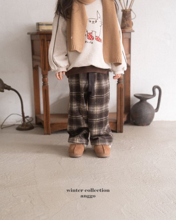 格紋毛呢長褲｜2COLORS 