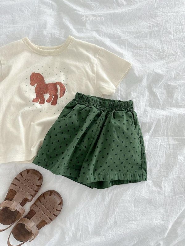 DIGREEN｜棕色小馬棉質短TEE 