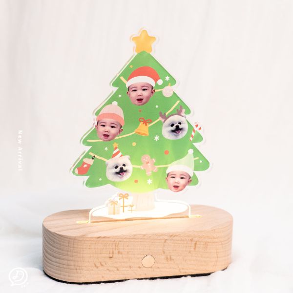 聖誕夜燈 客製化底座夜燈 聖誕夜燈,客製化夜燈,聖誕禮物,交換禮物,壓克力夜燈,聖誕佈置,頭像夜燈,雪橇夜燈,節慶禮物,LED夜燈