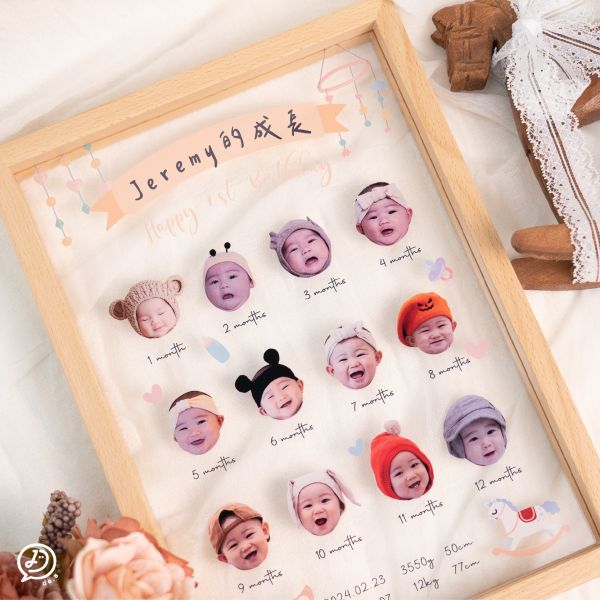 寶寶週歲紀念相框 寶寶週歲相框, 週歲禮物, 抓週佈置, 客製化相框, 客製禮物, 周歲紀念, 寶寶相框, 透明相框, 週歲拍照道具, 寶寶抓週, 新生兒禮物, 嬰兒紀念品, 親子相框, 客製寶寶禮, 滿月禮物, 親子佈置小物, 週歲攝影佈置, 客製化周歲禮物