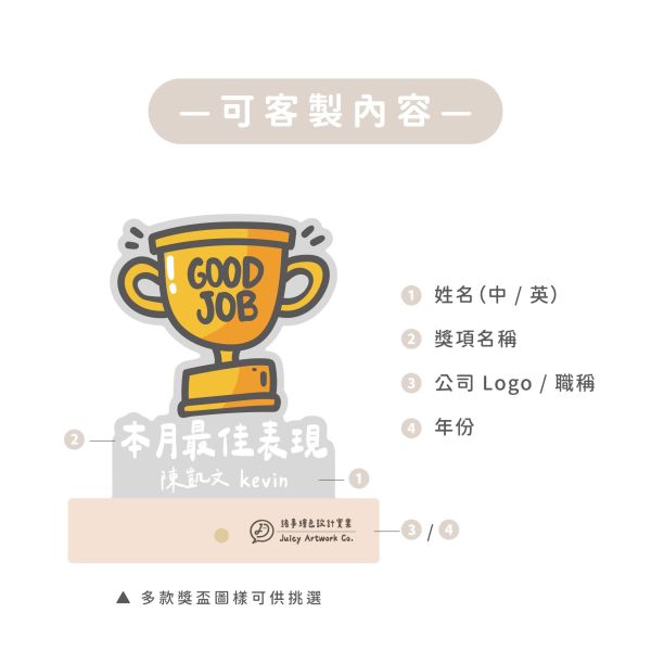 【企業贈禮】客製化壓克力夜燈（獎盃款）｜含精緻禮盒包裝｜專屬姓名職稱｜員工表揚 入職紀念 企業禮贈品, 客製化獎盃, 紀念獎盃, 員工禮物, 退休紀念品, 業務送禮, 頒獎獎牌, 客製化夜燈, 新竹禮品訂製, 公司贈品, 獎座訂做, de.a