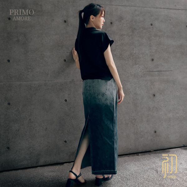 新中式立領盤扣流蘇上衣-杏色 