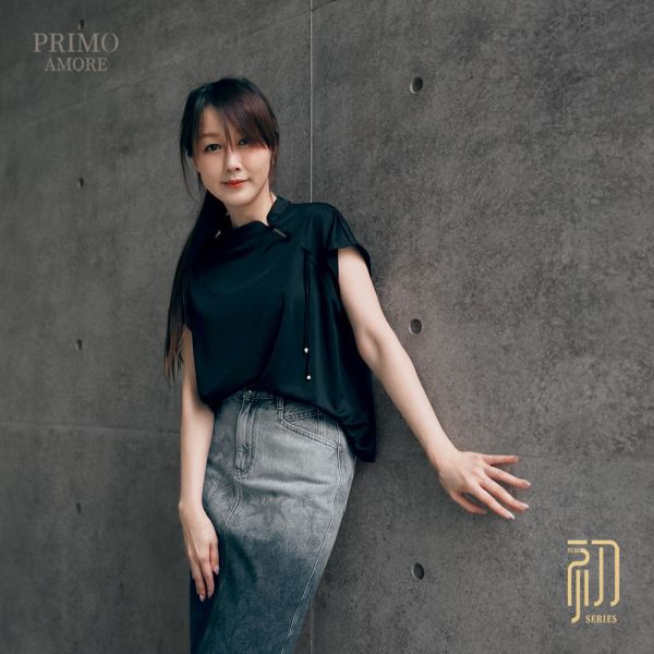 新中式立領盤扣流蘇上衣-杏色 
