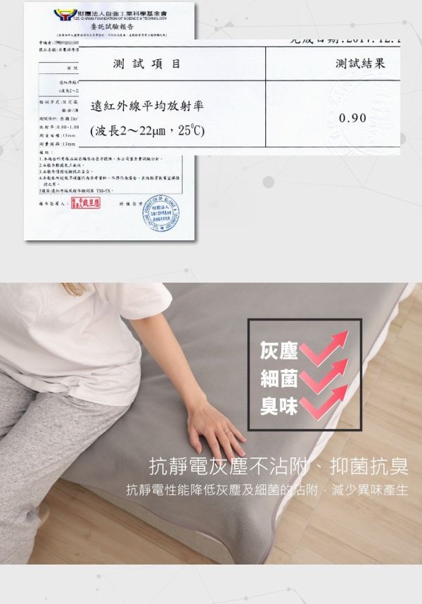 石墨烯遠紅外線速熱循環雙人毯-霧灰 