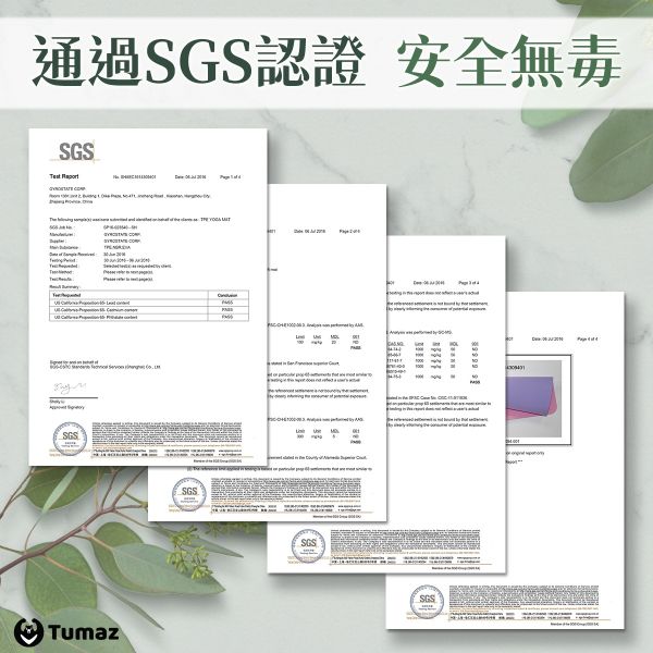 Tumaz TPE正位線瑜珈墊6mm防滑瑜珈墊(背帶+網袋) 