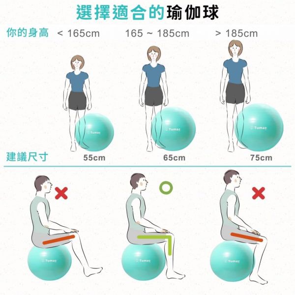 Tumaz加厚防爆瑜珈球(55cm | 65cm)顏色隨機 