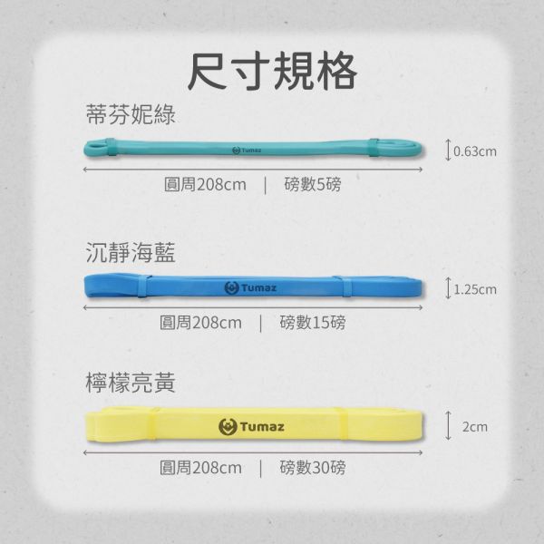 【Tumaz】彈力繩圓邊3件組(5磅+15磅+30磅) 