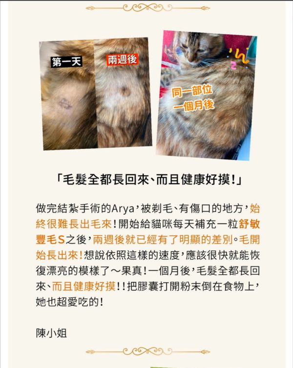 PS BUBU DOG&CAT 舒敏豐毛S 60粒  貓狗皮毛保健 專利認證  獸醫推薦 幫助改善皮膚問題 PS BUBU Dog&Cat 舒敏豐毛S 60粒

貓狗皮毛保健 專利認證

獸醫推薦 幫助改善皮膚問題