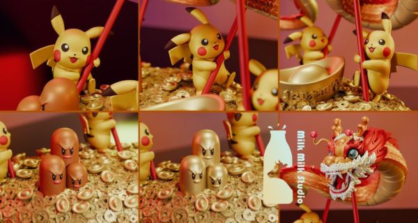 【售罄展示追加請私訊客服@toystationtw】寶可夢 金光燦爛舞龍皮卡丘 X Milk Milk Studio（MMS） 玩驛丨Toy station, GK雕像預購, GK雕像代購, GK雕像現貨, GK雕像修復, 咒術, 咒術迴戰, SCC玩具屋, 玩具給庫, NBA, 瘋公仔, 訂製雕像,模型,伯公仔,gk,玩驛,火影,夜風本舖,海賊,死神,航海王,獵人,阿拉蕾,七大罪,七龍珠,寶可夢,神奇寶貝,哥吉拉,宮崎駿,迪士尼,灌籃高手,鬼滅之刃,一拳超人,蠟筆小新,咒術,鏈鋸人,進擊的巨人,乙骨,我英