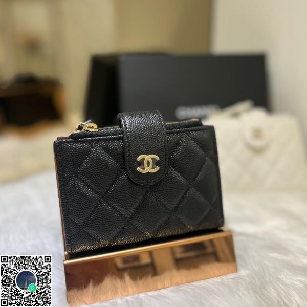 CHANEL 雙拉鍊零錢卡包 