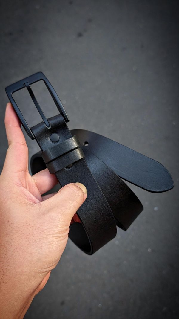 35mm極致黑油蠟植鞣革皮帶 