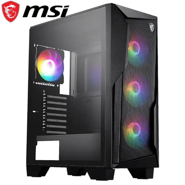 【MSI 微星】MAG Forge 130A AIRFLOW 玻璃透側機殼 (ATX/RGB控制鍵/內建風扇前3後1/顯卡300mm/塔散160mm) 