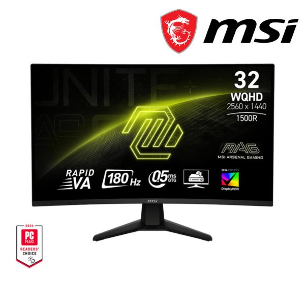 【MSI 微星】32CQ6F 電競螢幕 (DP/HDMI/Rapid VA/曲面/2K/0.5ms/180Hz/三年保固) MSI,32吋,180HZ,2K,微星,曲面螢幕,電競螢幕,螢幕