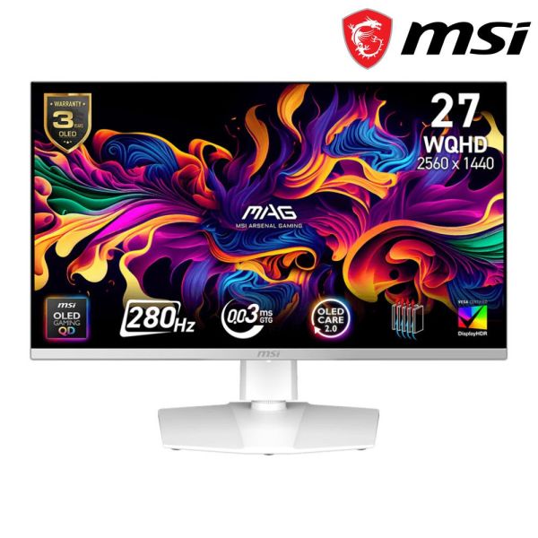 【MSI 微星】MAG 272QPW QD-OLED X28 白色 電競螢幕 (DP/HDMI/Type-C/QD-OLED/2K) MSI,27吋,280HZ,2K,微星,平面螢幕,電競螢幕,螢幕