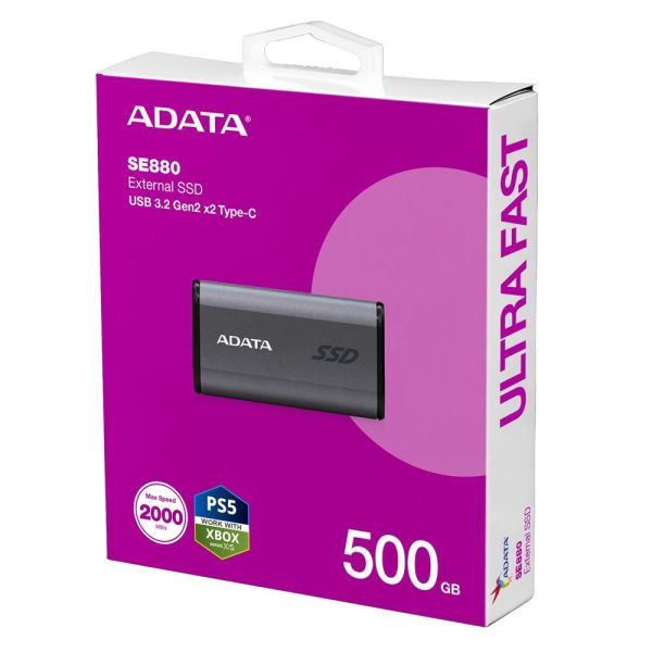 【ADATA 威剛】SE880 外接式固態硬碟 500GB  SSD (黑色/銀色/USB3.2/Gen2/Type-C/5年保) 
