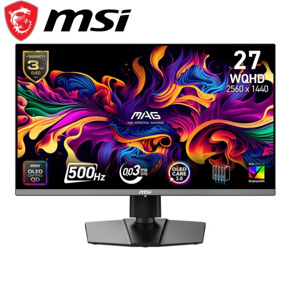 【MSI 微星】MAG  272QP QD-OLED X50 電競螢幕 (QD-OLED/2K/0.03ms/500Hz/可升降/可旋轉/無喇叭) MSI,27吋,600HZ,2K,微星,平面螢幕,電競螢幕,螢幕