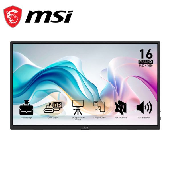【MSI 微星】PRO MP165 E6 可攜式螢幕 (16型/FHD/IPS/內建喇叭/Type-C) MSI,16吋,60HZ,FHD,微星,平面螢幕,文書螢幕,螢幕
