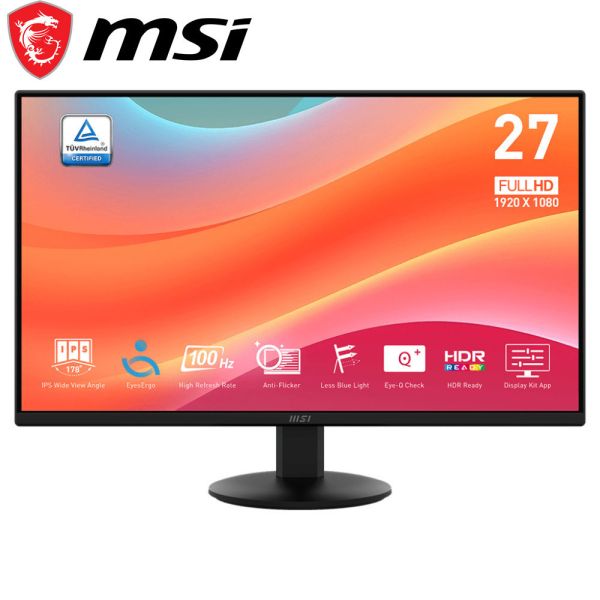 【MSI 微星】PRO MP272L 液晶螢幕 (DP/HDMI/IPS/1ms/100Hz/HDR Ready/EyesErgo護眼) MSI,27吋,100HZ,FHD,微星,平面螢幕,文書螢幕,螢幕