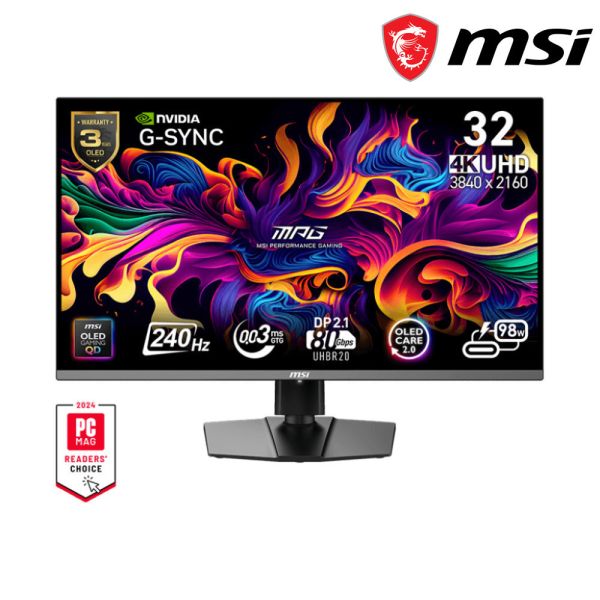【MSI 微星】MPG 322URX QD-OLED 電競螢幕 (DP 2.1 UHBR20/HDMI/Type-C(98w)) MSI,32吋,240HZ,4K,微星,平面螢幕,電競螢幕,螢幕