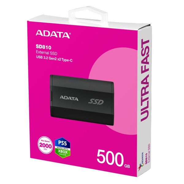 【ADATA 威剛】SD810 外接式固態硬碟 500GB  SSD (黑色/銀色/USB3.2/Gen2/Type-C/5年保) 