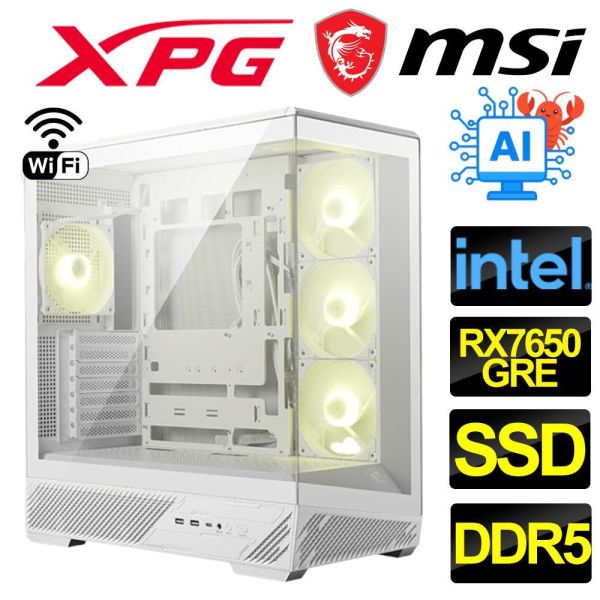 【MSI 微星】RX7650GRE {安居} AI/海景房/電競/電玩/電腦/主機/人機迷網/魔物獵人(Intel U5 U7/Z890/DDR5/SSD/M.2) RX7650GRE電腦主機,微星海景房電競機,MSI組裝電腦推薦,Intel U5電競主機,AI運算高效能電腦,魔物獵人順跑主機,Z890主機板電腦,DDR5高效能桌機,AMD高CP值顯卡主機,MSI DIY電腦套裝