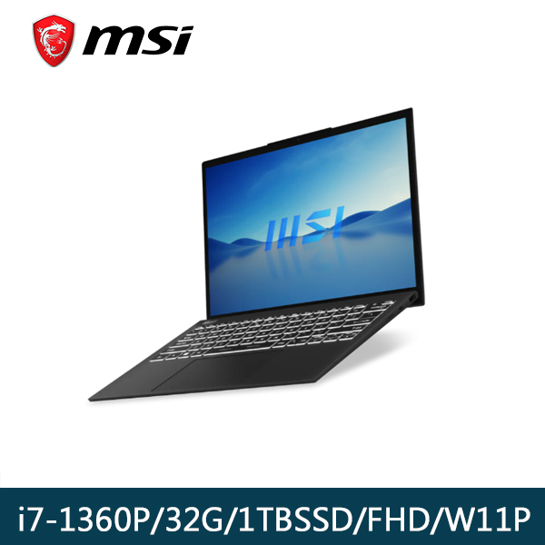 【MSI微星】 Prestige 13Evo A13M-041TW (i7-1360P/32G/1TBSSD/FHD/Windows11Pro)13.3商務筆電 MSI微星, 商務筆電,輕薄