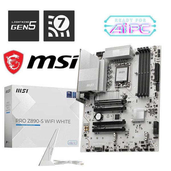 【MSI 微星】PRO Z890-S WIFI WHITE (ATX/1H1P/Realtek 2.5G/Wi-Fi 7+BT 5.4/雪白版/註冊四年保) 