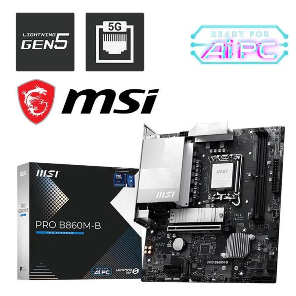 【MSI 微星】PRO B860M-B WIFI (M-ATX/1H1P/Realtek 5Gb/Wi-Fi 7+BT 5.4/2XDIMM/註冊四年保) 