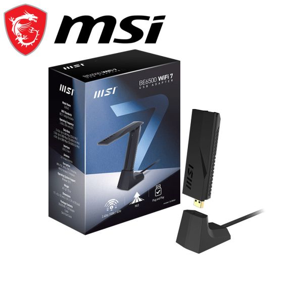 【MSI 微星】BE6500 WiFi 7 USB 3.2 三頻無線網卡(WiFi 7/三頻/2880Mbps/USB網卡) 