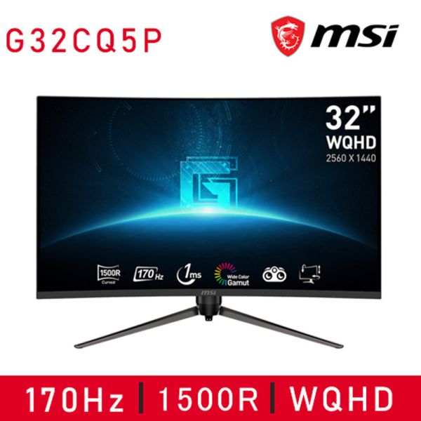 【MSI 微星】G32CQ5P 曲面 電競螢幕 (32型/170Hz/1Ms/WQHD/1500R) 32吋,螢幕,電腦螢幕