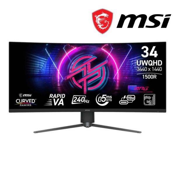 【MSI 微星】346CQRF X24 電競螢幕 (DP/HDMI/Rapid VA/曲面/0.5ms/280Hz/三年保固) MSI,34吋,280HZ,4K,微星,曲面螢幕,電競螢幕,螢幕
