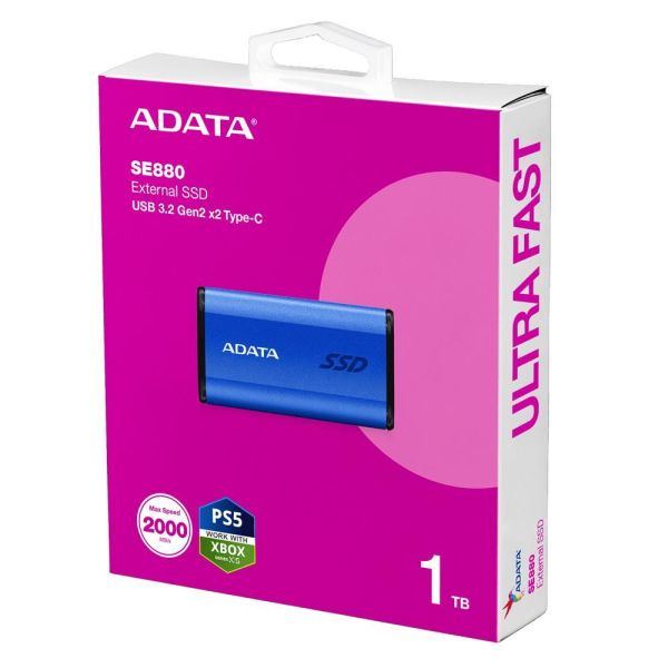 【ADATA 威剛】SE880 外接式固態硬碟 1TB  SSD (黑色/銀色/USB3.2/Gen2/Type-C/5年保) 