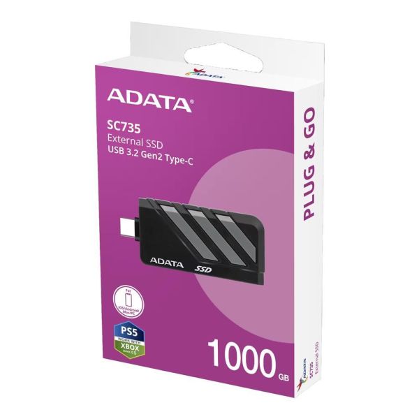 【ADATA 威剛】SC735 外接式固態硬碟 1TB SSD (黑藍/黑灰//USB3.2/Gen2/5年保) 