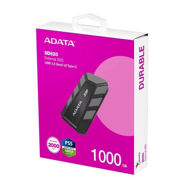 【ADATA 威剛】SD820 外接式固態硬碟 1TB  SSD (黑藍/黑灰/USB3.2/Gen2/5年保//防水/防塵/防摔/支援iPhone15) 